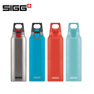 SIGG Hot & Cold One 500ml Thermo Flask in four colors on display, showcasing style and functionality.