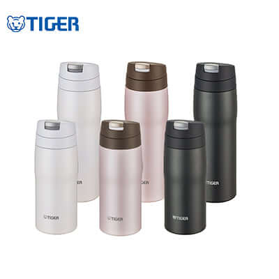 Tiger Flip Cap Stainless Steel Thermal Bottle MJE-A collection in various colors for corporate gifts.