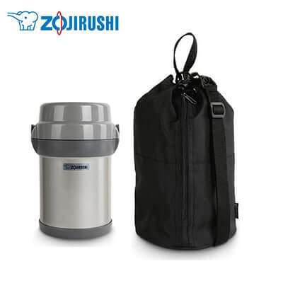 ZOJIRUSHI Stainless Steel Lunch Set with insulated container and durable tote bag.