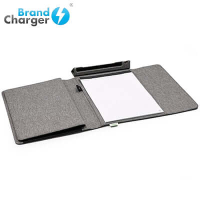 BrandCharger Eco Noty Folio open showing notepad and organization features, ideal for corporate gift.