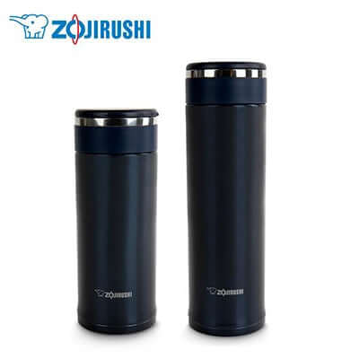 ZOJIRUSHI Stainless Thermal Flask, two sizes of vacuum-insulated flasks, perfect for hot and cold beverages.