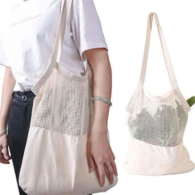 Eco friendly Reusable Washable Natural Organic Cotton Mesh Bag Corporate Gifts Singapore