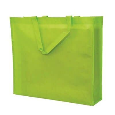 Non Woven Bag (90gsm) in vibrant green color, perfect for eco-friendly corporate gifts and daily use.