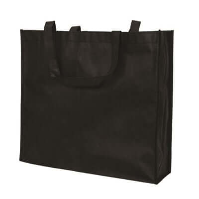 Non Woven Bag (90gsm) in black, durable and eco-friendly for groceries and corporate gifts.