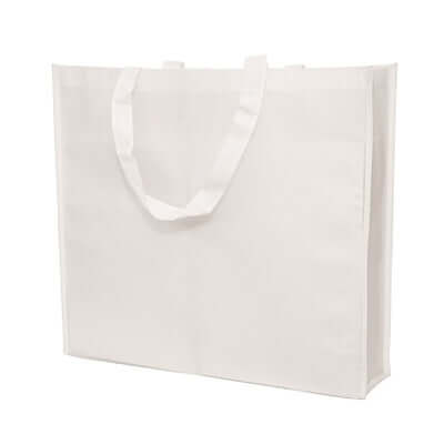 Non Woven Bag (90gsm) in white, durable eco-friendly shopping bag for daily essentials and corporate gifts.