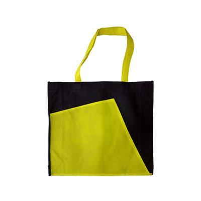 A3 2-Tone Non-Woven Bag in black and yellow, ideal for corporate gift and everyday use.