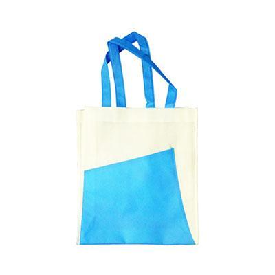 A4 2-Tone Eco Non-Woven Bag in cream and blue, perfect for corporate gifts and everyday use.