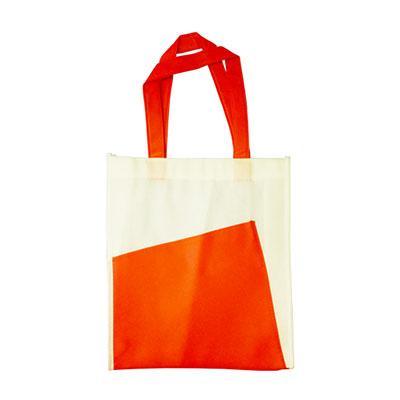 A4 2-Tone Eco Non-Woven Bag in orange and cream color, perfect for corporate gifts and everyday use.