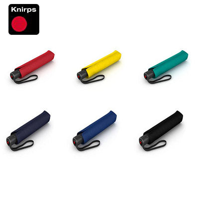 Knirps A.200 Medium Duomatic Umbrella in red, yellow, green, blue, navy, and black compact designs.