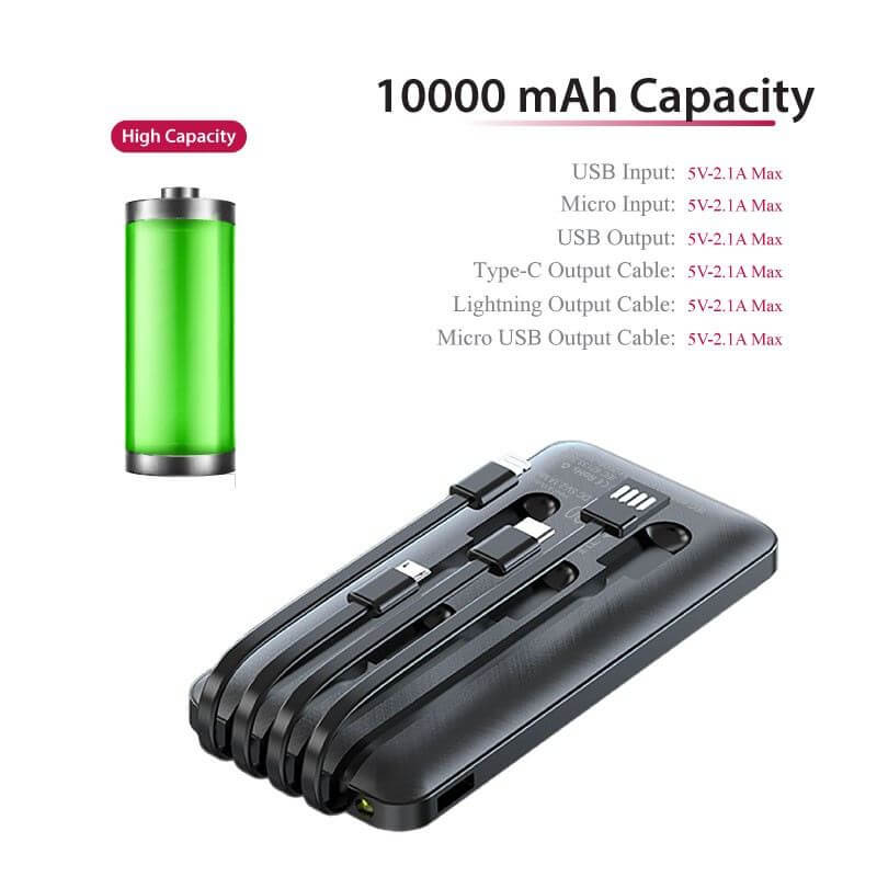 10000mAh Powerbank with 4 Built-in Cable Corporate Gifts Singapore