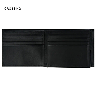 Crossing Infinite Bi-Fold Leather Wallet With Flap And Coin Pouch RFID open view showcasing credit card pockets.
