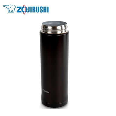 ZOJIRUSHI Stainless Steel Bottle 0.5L in dark brown color with vacuum insulation for hot or cold beverages.