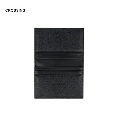 Crossing Elite Leather Leather Card Case With Magnet Closure RFID in black with multiple card slots.