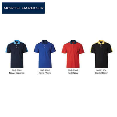 North Harbour 2500 Muller Polo T-Shirt colors navy sapphire, royal navy, red navy, black dahlia corporate gift