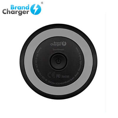 BrandCharger Soundstream Wireless Speakers back view with logo and power button, ideal corporate gift.