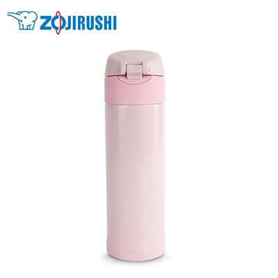 ZOJIRUSHI Stainless Steel Thermal Flask 0.3L in Pearl Pink color with flip-type lid for convenient use.