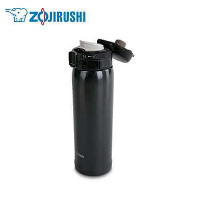 ZOJIRUSHI Stainless Mug Bottle with flip-type lid for easy one-handed use.