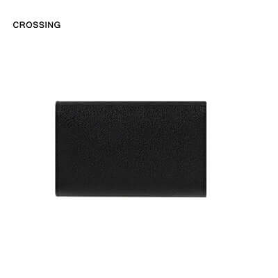 Crossing Elite Leather Key Holder With Card Pockets – sleek black design for organized keys and cards, ideal corporate gift.