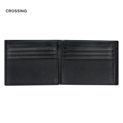 Crossing Elite Bi-fold Leather Wallet With Flap And Coin Pouch RFID interior view showing card slots and texture.