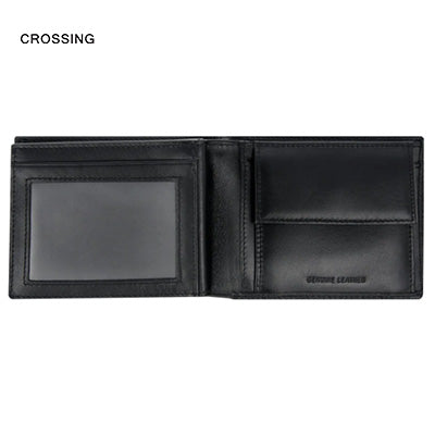 Crossing Elite Bi-fold Leather Wallet With Flap And Coin Pouch RFID - Interior view showcasing card slots and ID window.