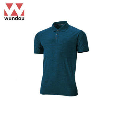 Wundou P715 Workout Polo Shirt in blue, designed for comfort and durability, perfect as a corporate gift.