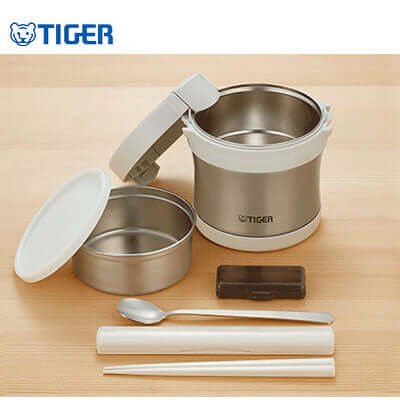 Tiger Lunch Box LXB-A100 with stainless steel container and utensils, ideal corporate gift for meal storage.