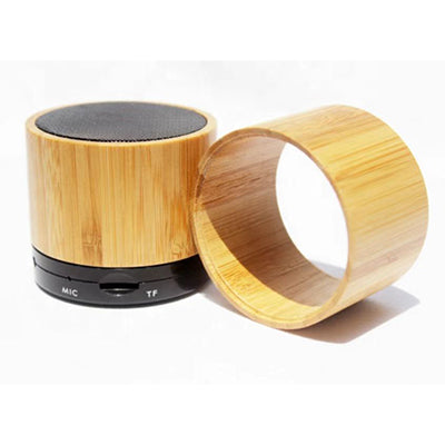 Bamboo Wood Speaker showcasing eco-friendly design and sound quality, ideal as a corporate gift.