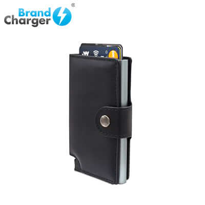BrandCharger Wally Porto RFID Leather Credit Card Holder displaying sleek design and RFID protection.