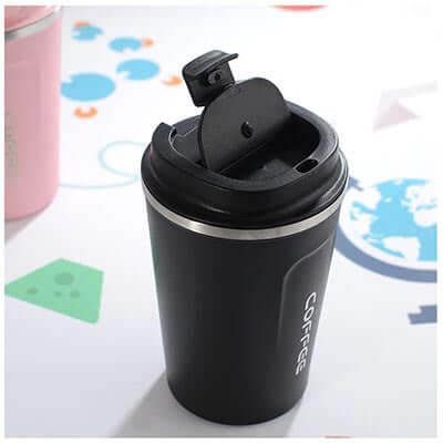 Stainless Steel coffee Thermo Mug with a lid, ideal for keeping beverages hot, perfect for travel or a corporate gift.