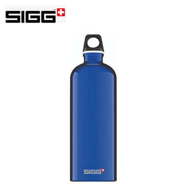 SIGG Traveller 1L Aluminium Water Bottle in blue, lightweight and durable, perfect for corporate gifts.
