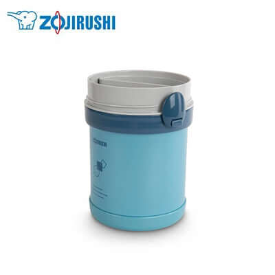 ZOJIRUSHI Stainless Steel Obento Lunch Set in blue showcasing its vacuum-insulated design for freshness on the go.
