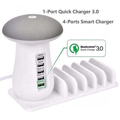 5 Port Quick Charger with Night Lamp Corporate Gifts Singapore