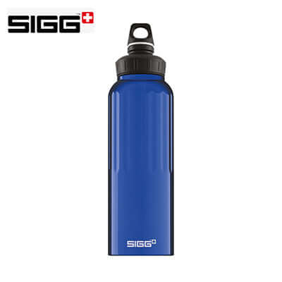 SIGG Traveller 1.5L WMB Aluminium Water Bottle in blue color, perfect for corporate gift and outdoor hydration.