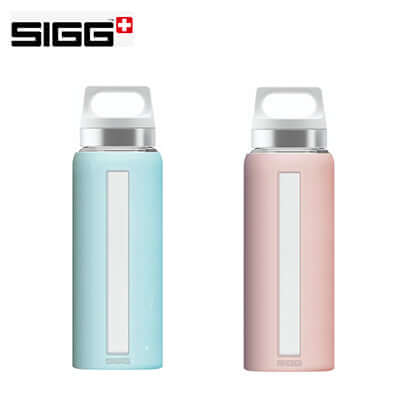 SIGG Dream 0.65L Glass Water Bottle in blue and pink, perfect corporate gift for health-conscious individuals.