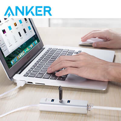 Anker Aluminum 3-Port USB 3.0 and Ethernet Hub Corporate Gifts Singapore