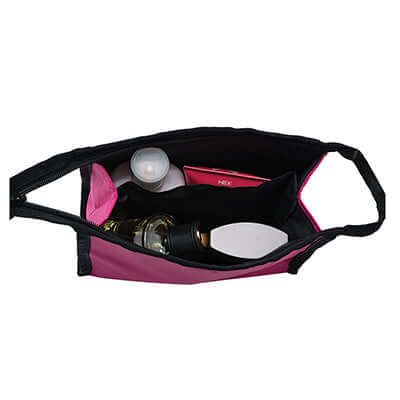 Interior view of a Nylon Accessories Pouch showing organized items, ideal as a Corporate Gift.