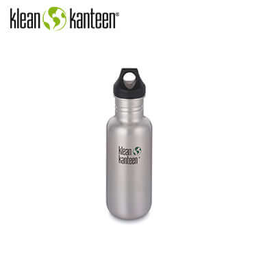Klean Kanteen Classic 18Oz Water Bottle with Poly Loop Cap, lightweight stainless steel hydration solution.