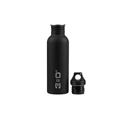 360 Degrees Single Wall Water Bottle 750ML in matte black, lightweight, leakproof design with removable cap.