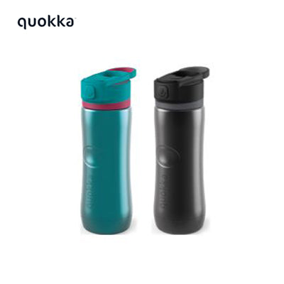 Quokka 600ml Stainless Steel Bottle Spring in black and green, perfect for hydration and corporate gifts.