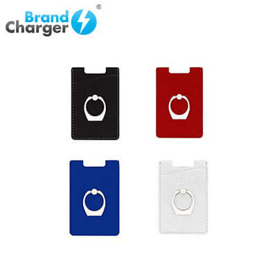 BrandCharger Liberty Smartphone RFID Blocking Holder with Ring Handle in black, red, blue, and white colors.