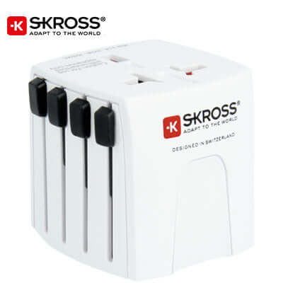 SKROSS Travel Adaptor MUV Micro ideal for corporate gifts and global travel, designed in Switzerland.