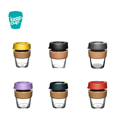 KeepCup Brew Cork Cup 12oz collection featuring various colors and cork band, perfect for coffee lovers and corporate gift.