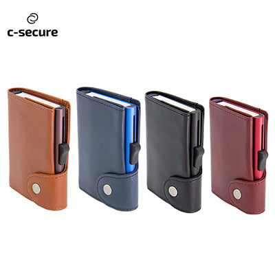 C-Secure XL Italian Leather Wallet in various colors, perfect for corporate gifts and everyday use.