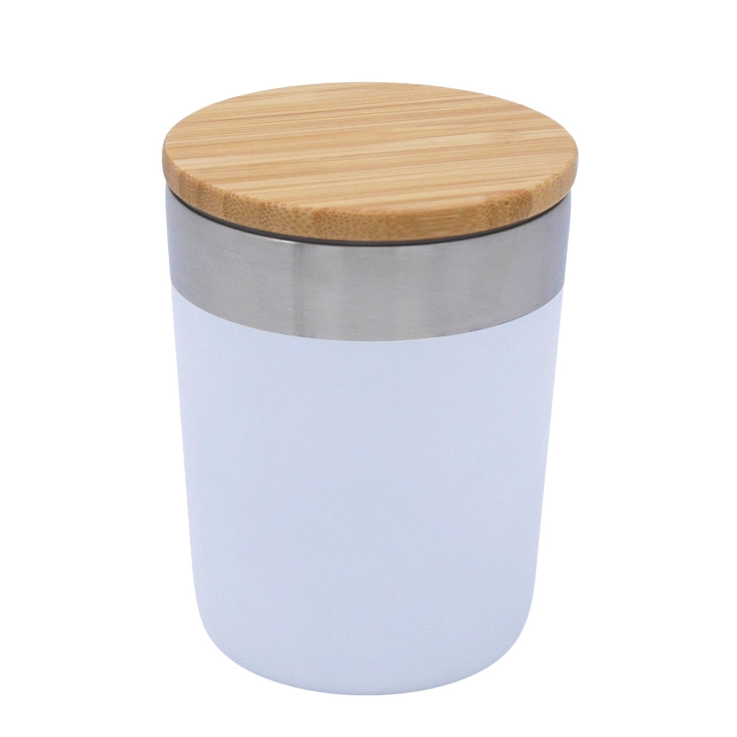 Vacuum Coffee Tumbler with Bamboo Lid showcasing stylish design and durable construction for coffee lovers.