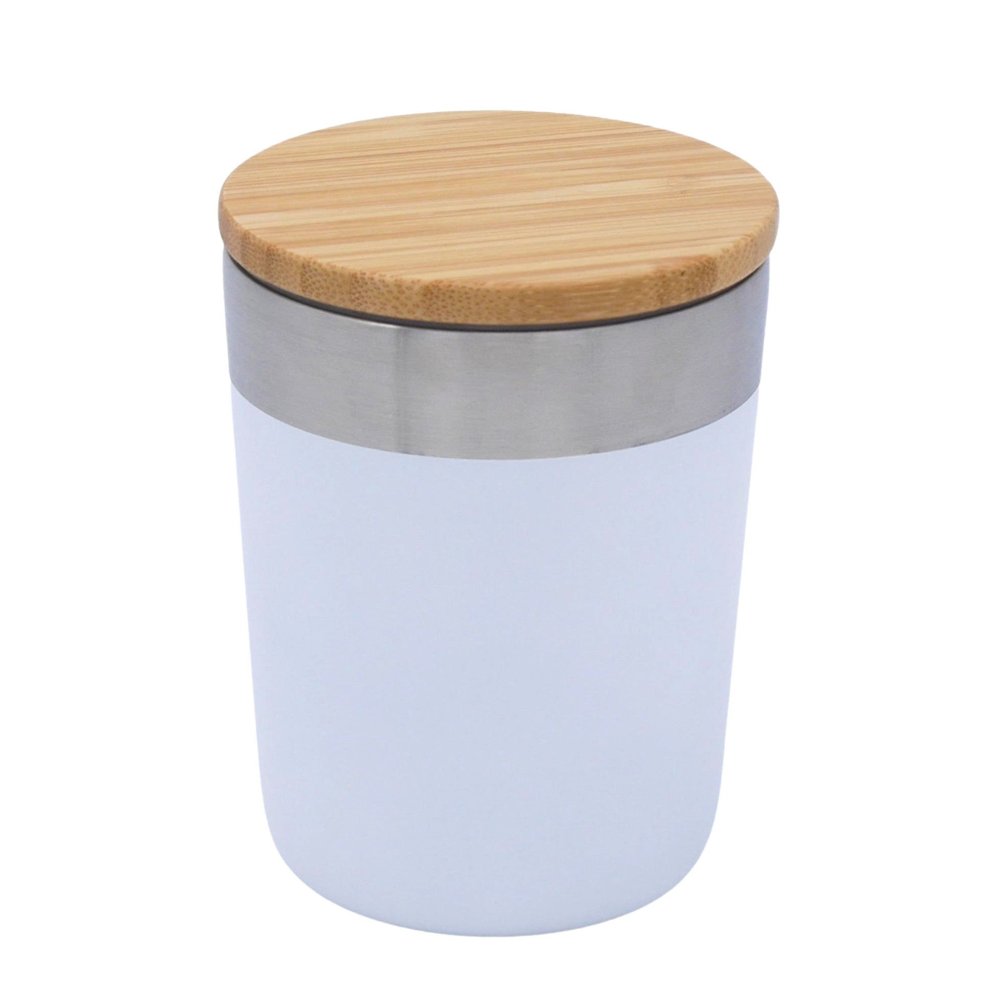 Vacuum Coffee Tumbler with Bamboo Lid showcasing stylish design and durable construction for coffee lovers.