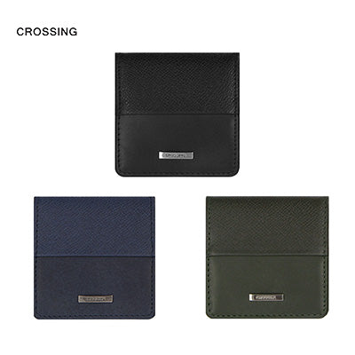 Crossing Infinite Leather Coin Pouch in three colors: black, navy, and green, ideal for stylish everyday use.