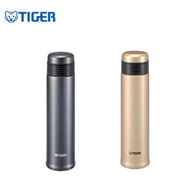 Tiger 500ml Stainless Steel Flask MSE-A50 in black and gold colors, perfect for hot or cold beverages.