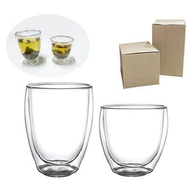 Double Wall Glass with kraft paper box packaging Corporate Gifts Singapore
