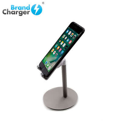 BrandCharger Rise Phone Stand showcasing sleek design and multi-angle functionality, ideal as a corporate gift.