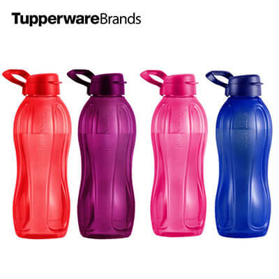 Tupperware Eco Bottle 1500ml colorful hydration solution in red, purple, pink, and blue designs.